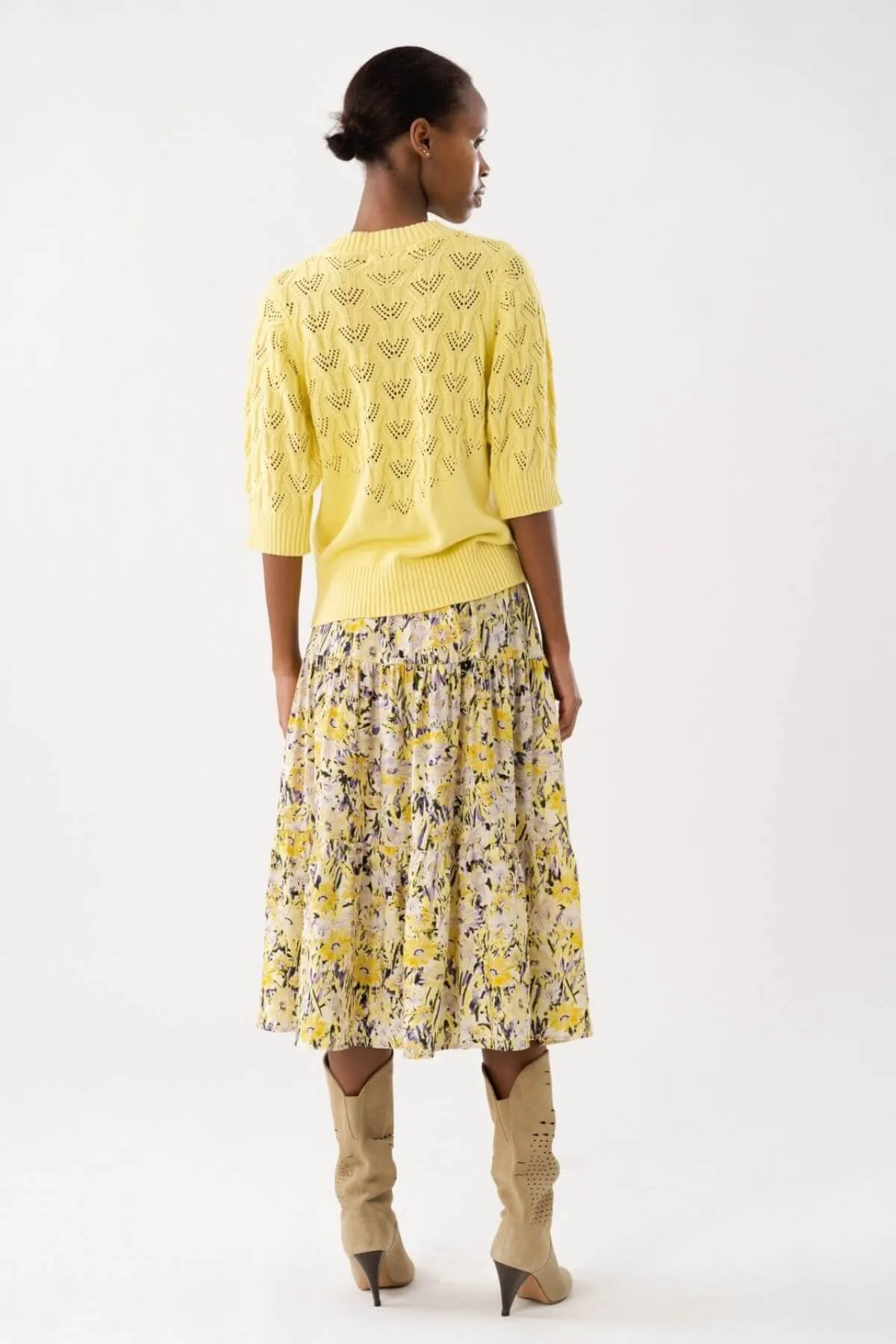 MORNING MIDI SKIRT YELLOW FLORAL