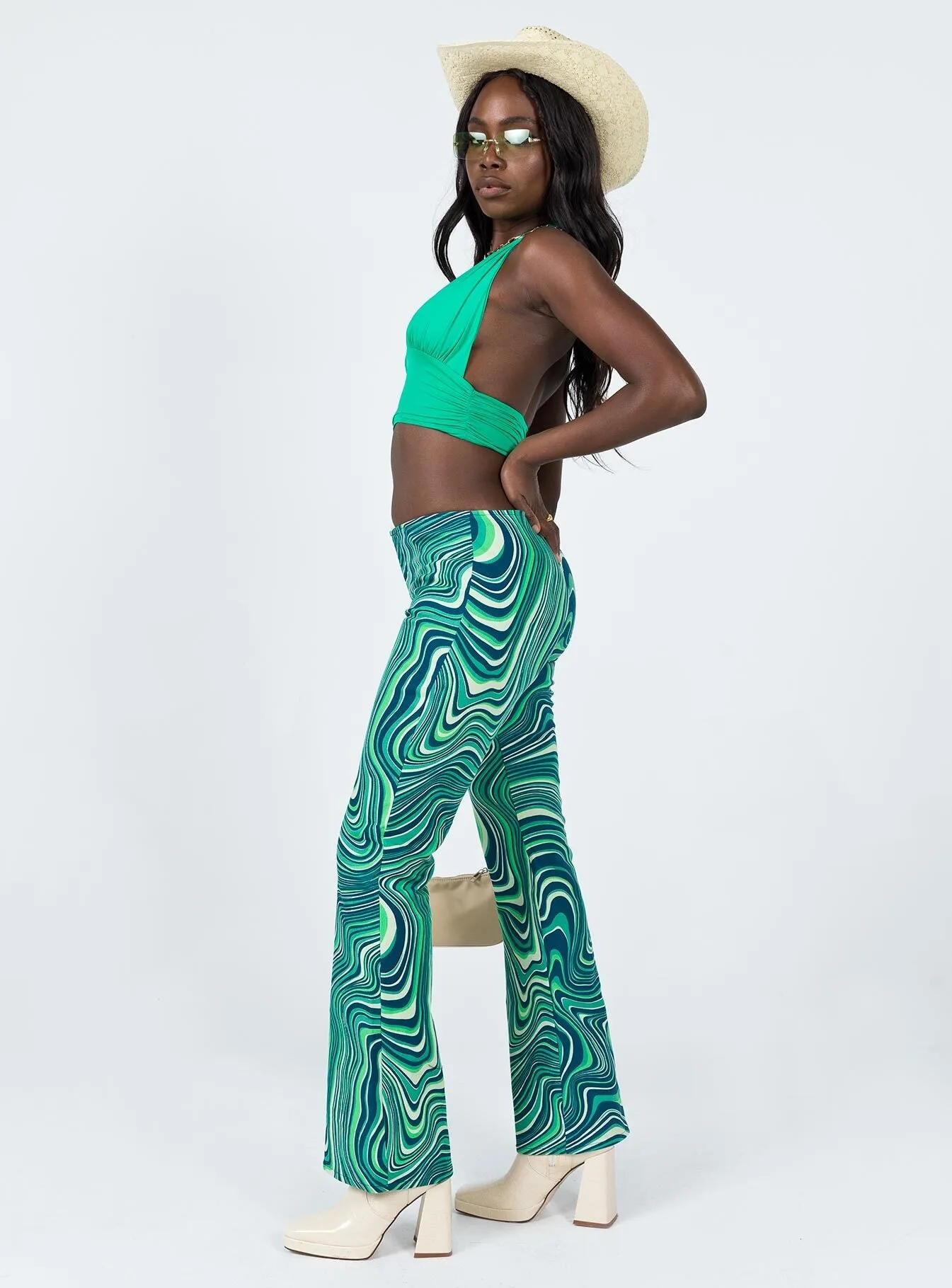 Motel Coban Trouser 70s Ripple Green