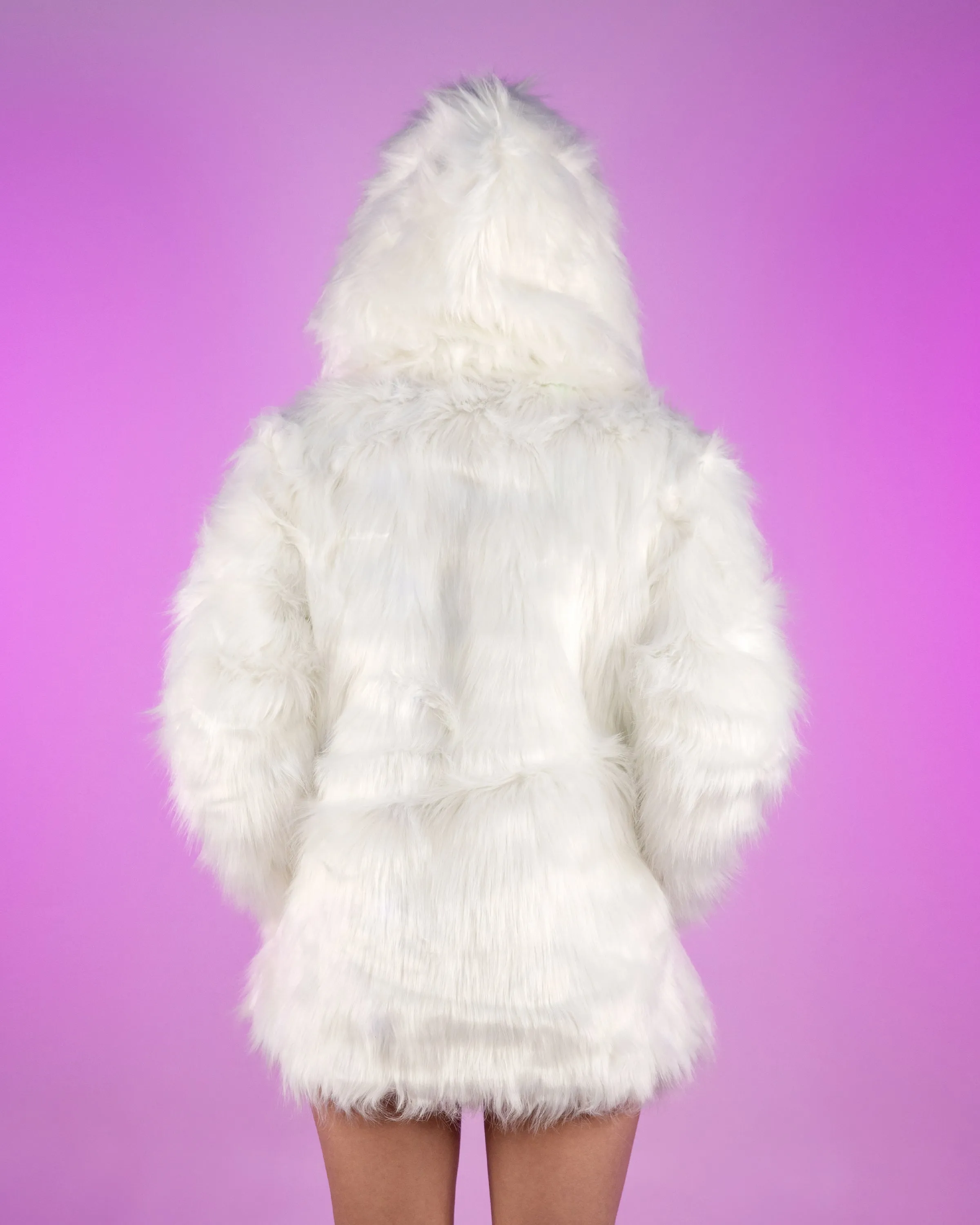 Multi-Color LED Faux Fur Hooded Coat