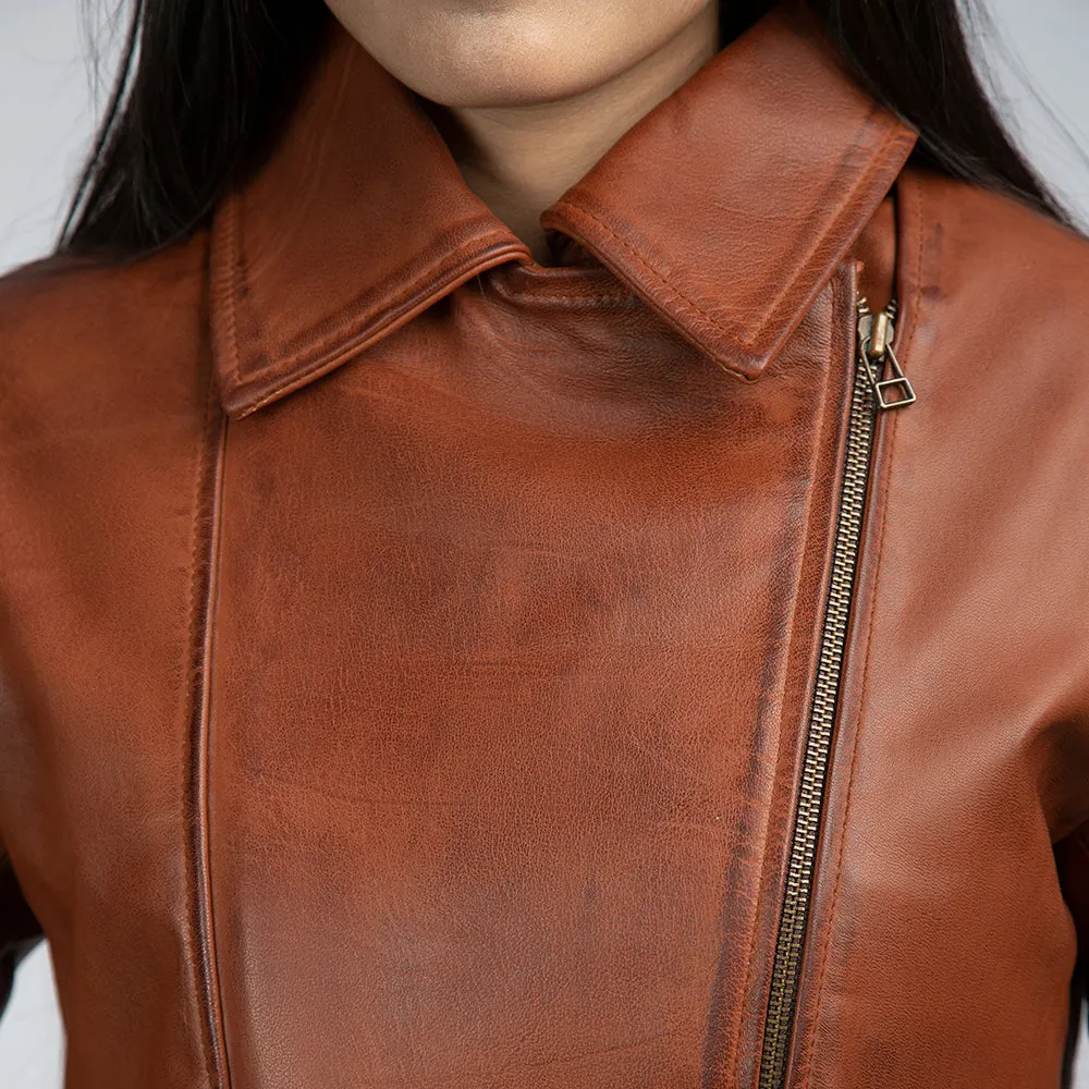 Natalie Brown Leather Coat