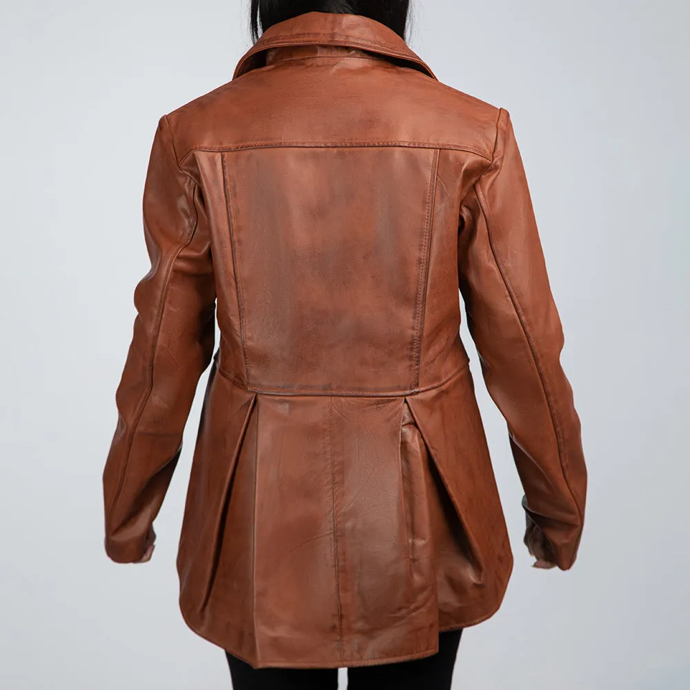 Natalie Brown Leather Coat