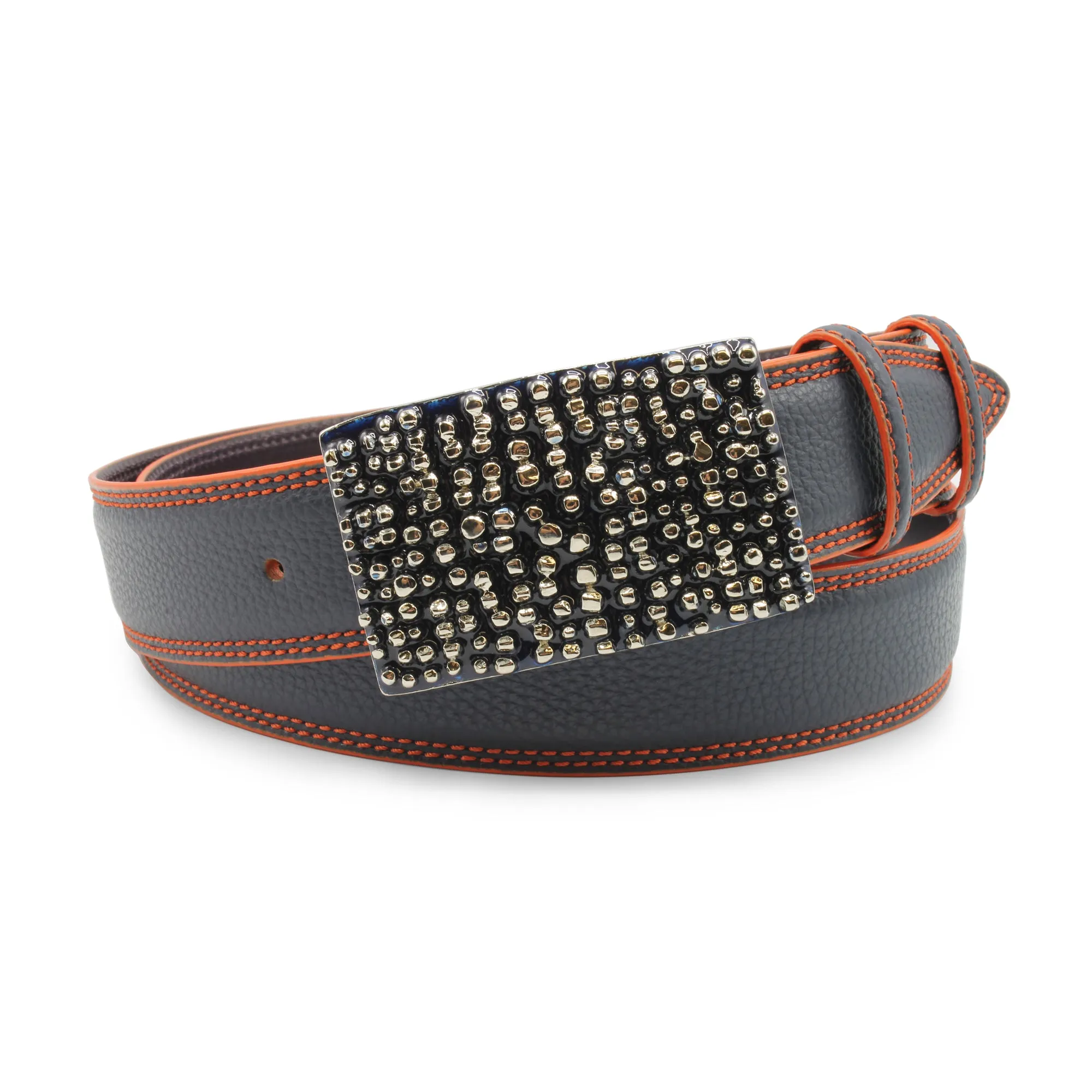 Navy/Orange Tumbled Chunky Enamel Belt