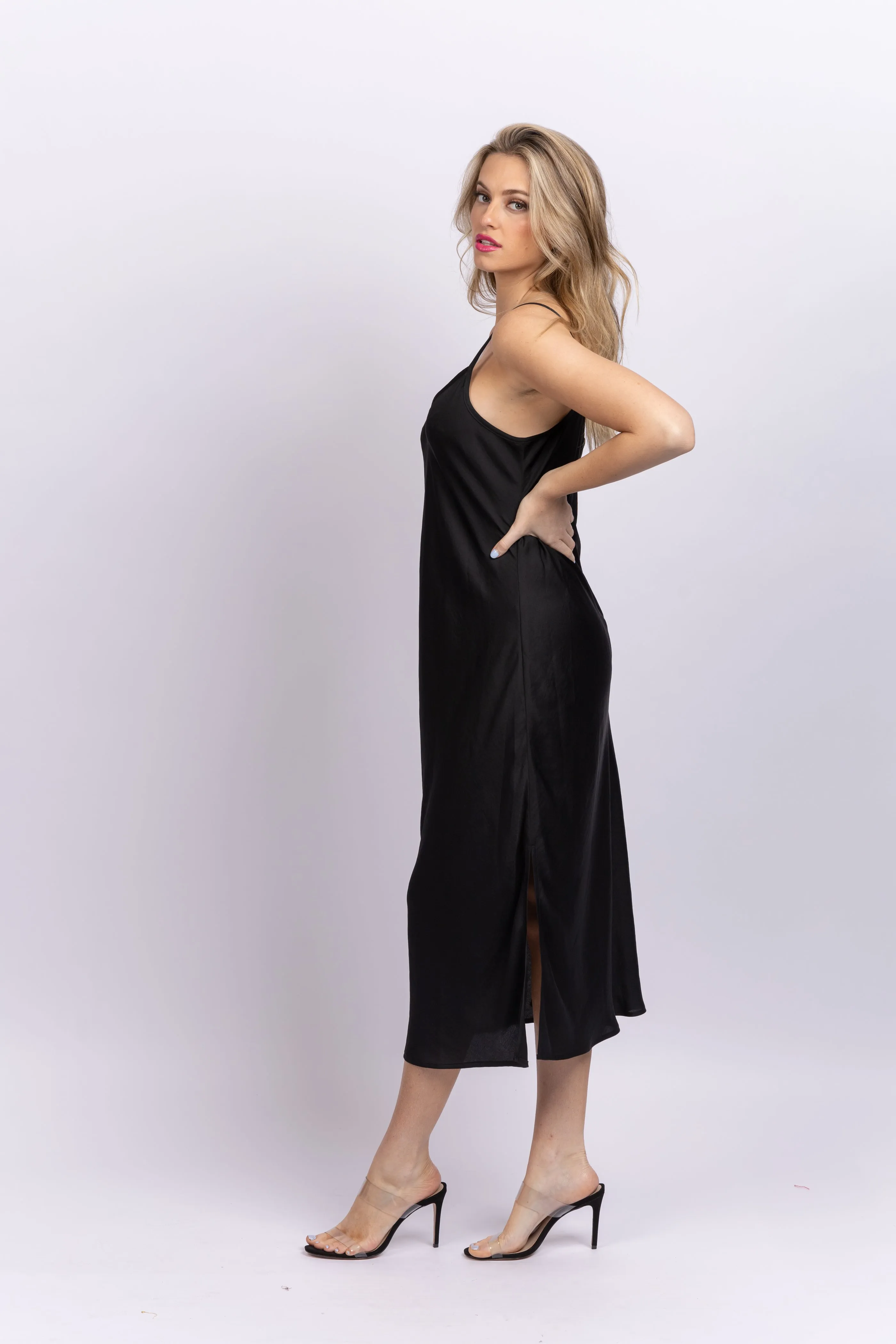 Nic Zoe Crepe Slip Dress Black Onyx