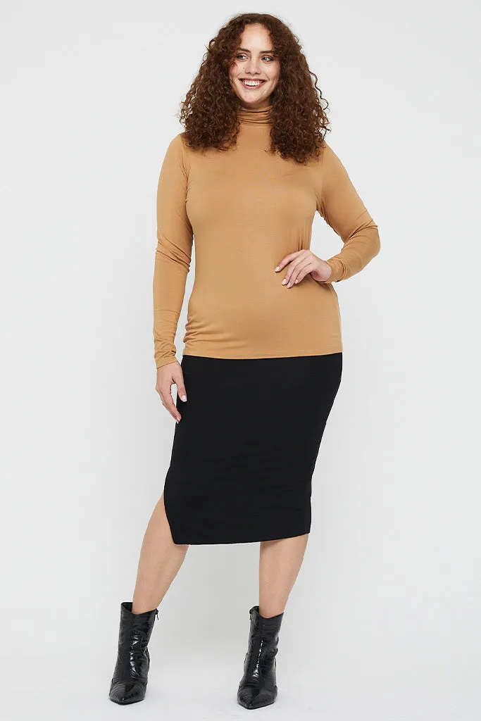 Nina Side Split Skirt - Black