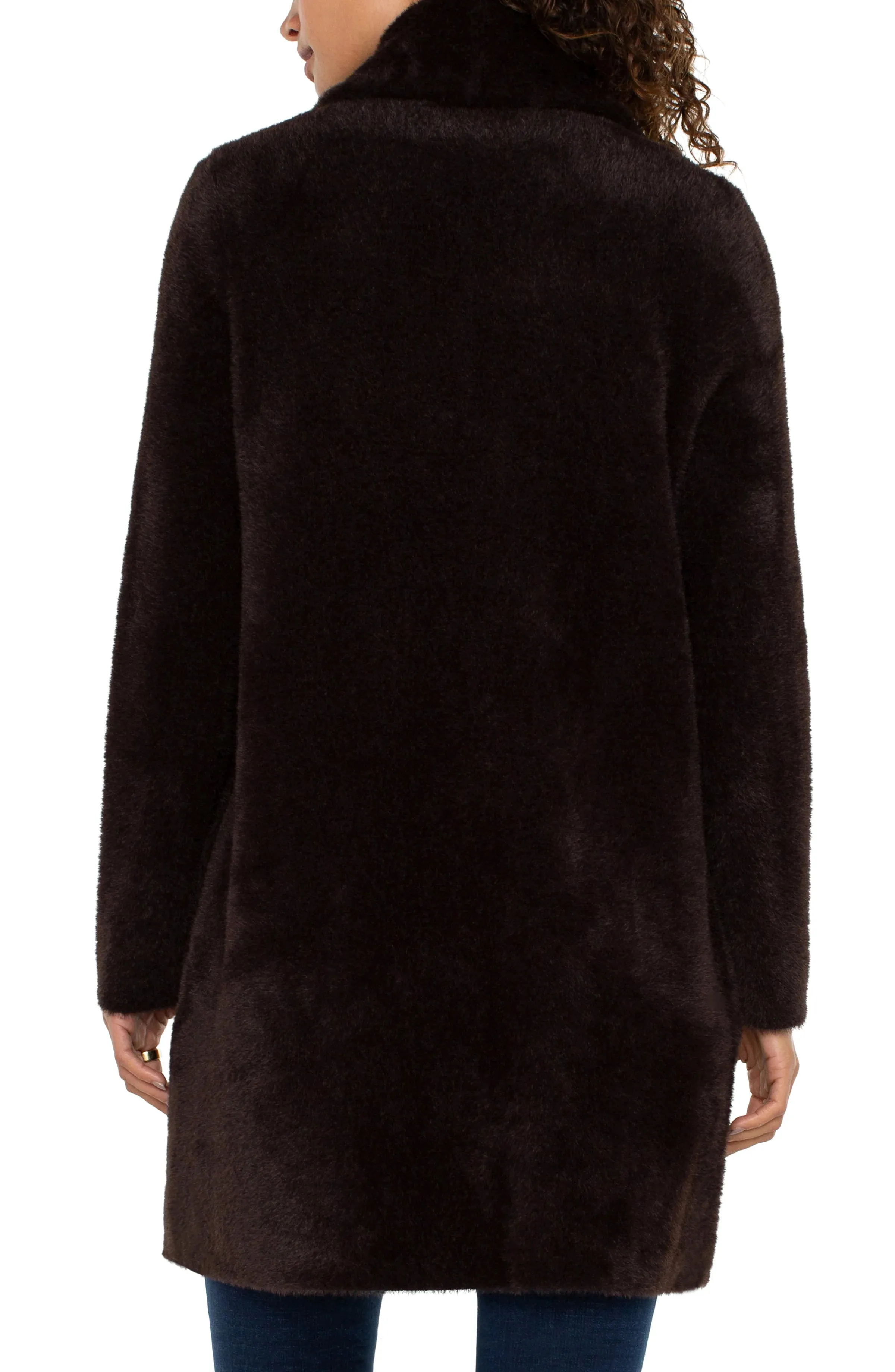 Open Front Coatigan  Sweater - Fur Look