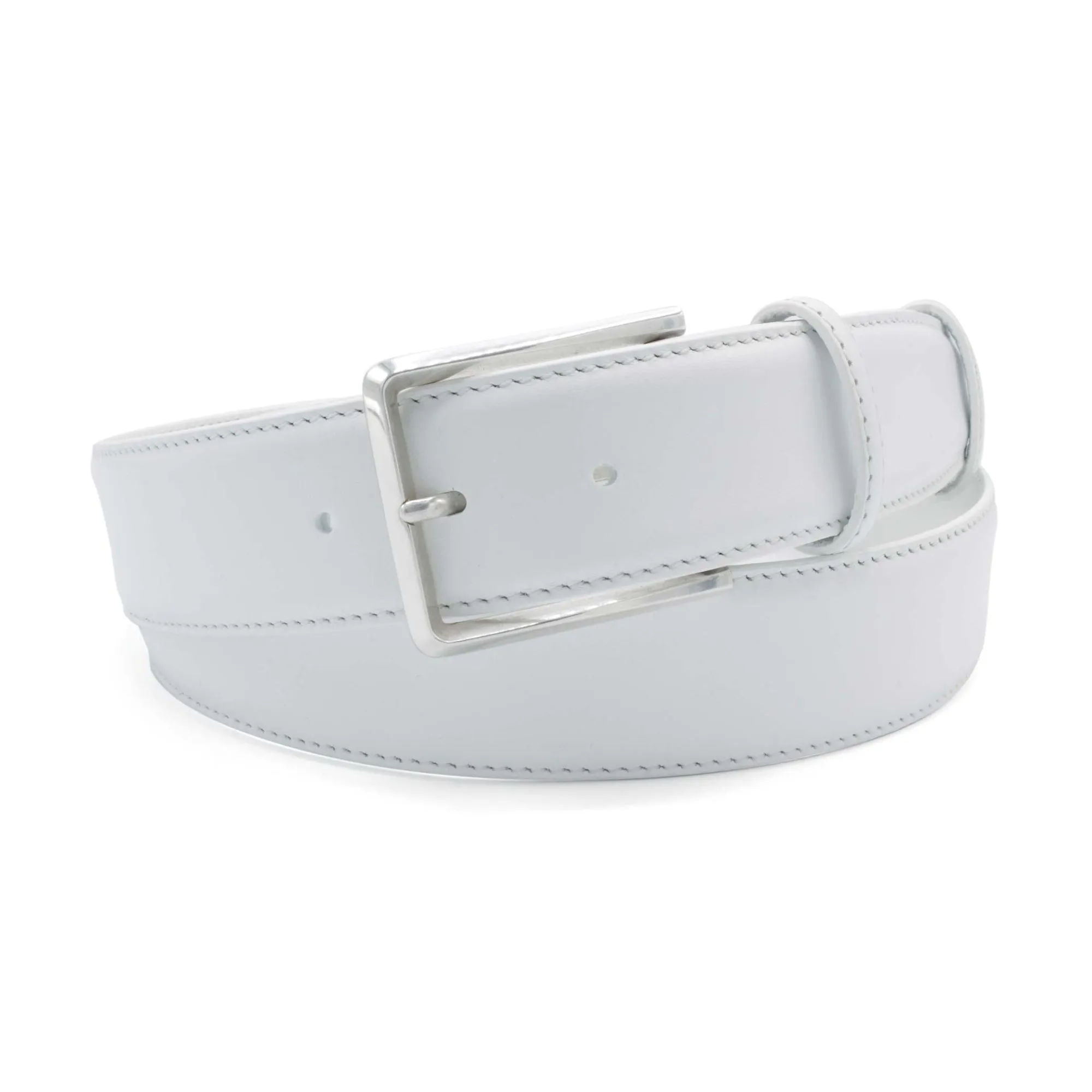 Optic White Napa Leather Fineline Belt