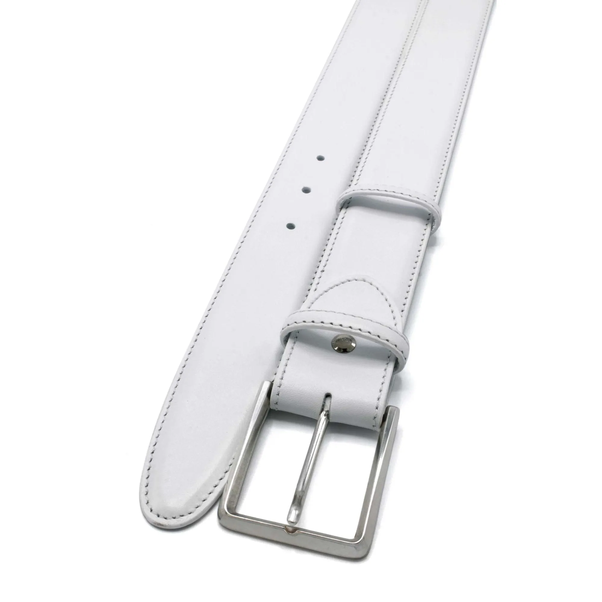 Optic White Napa Leather Fineline Belt