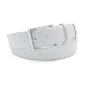 Optic White Napa Leather Fineline Belt