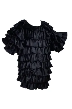 Oscar de la Renta Vintage Ruffle Evening Coat in Black Size Medium