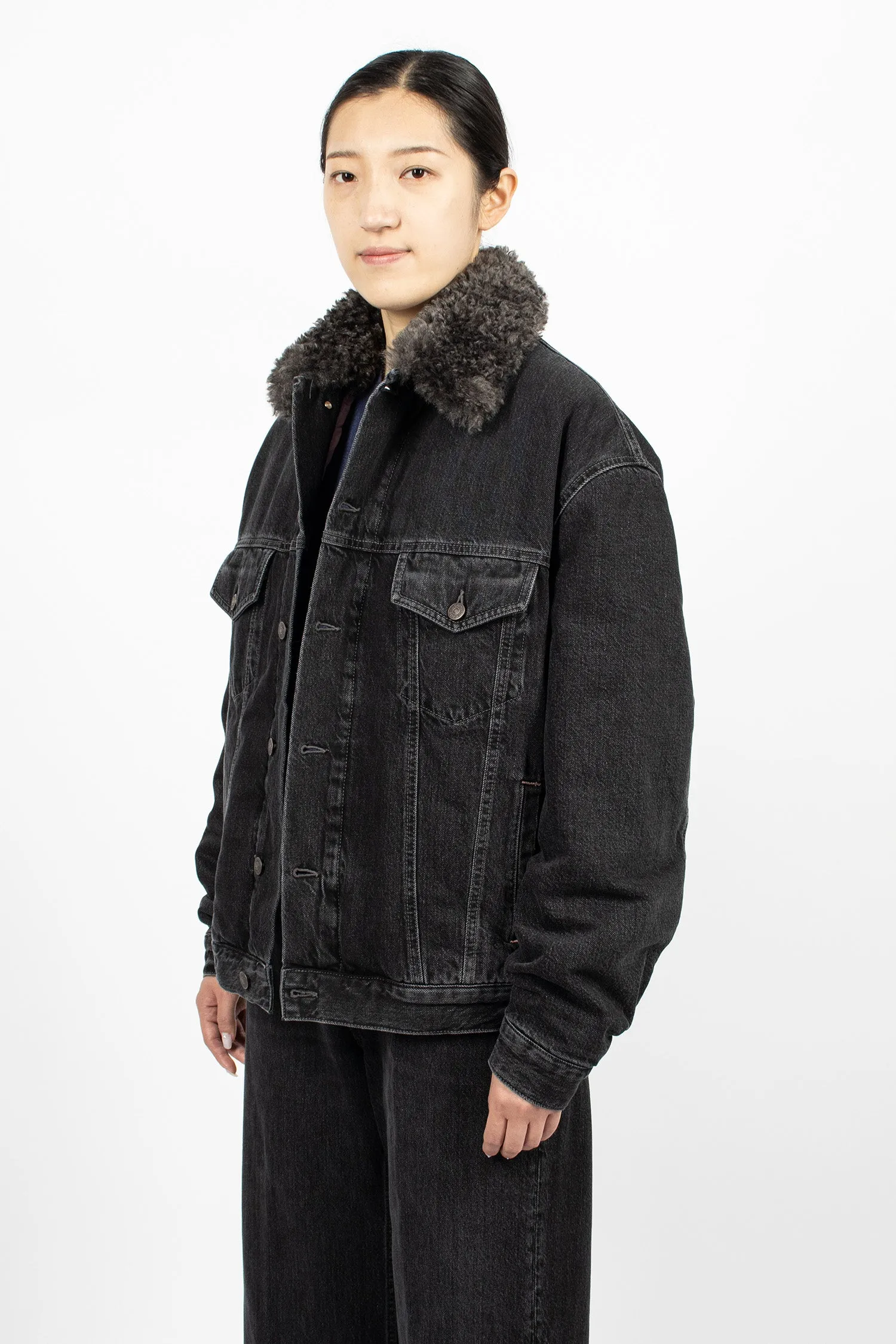 Padded Denim Jacket Black