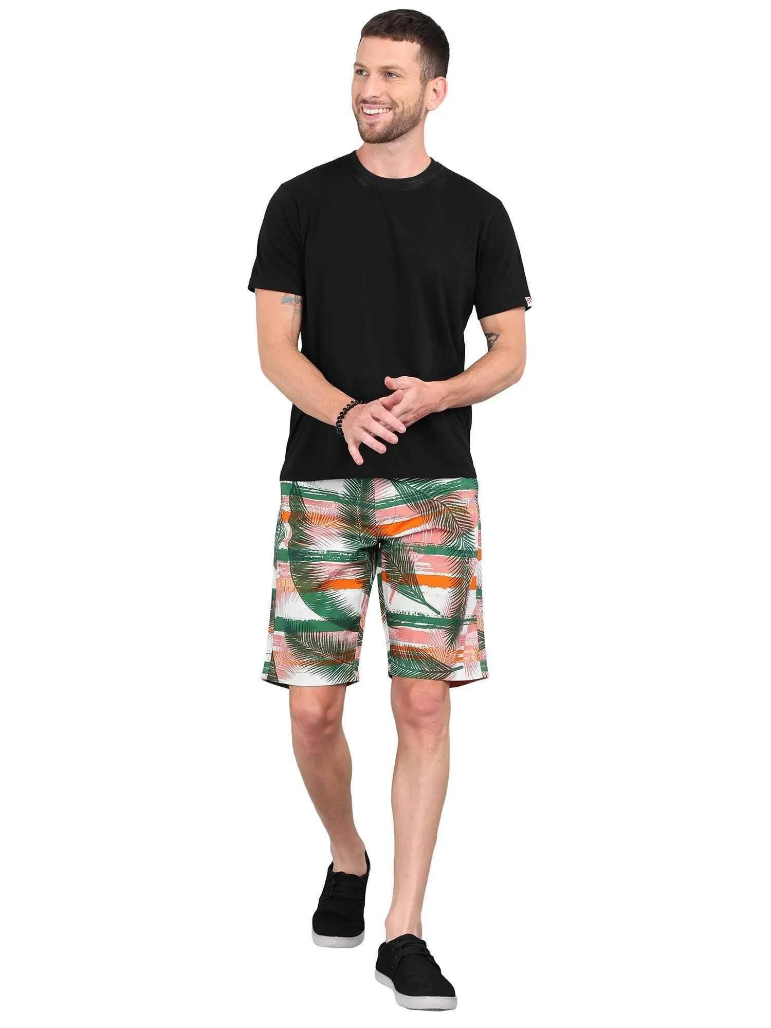 Palm Leafe Digital Printed Giza Cotton Men's Shorts