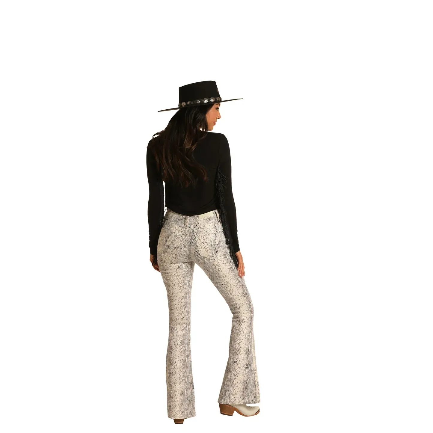 Panhandle Slim Women's Rock & Roll Snake Print High Rise Flare Jeans