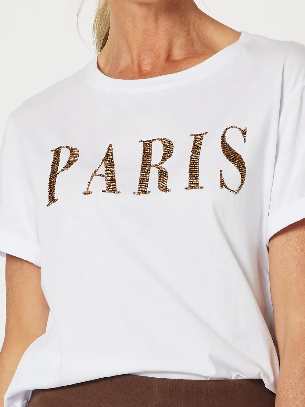 Paris Cotton Beaded T-shirt - Bronze