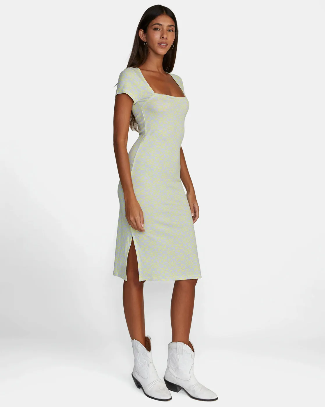 Partition Midi Dress - Lime Yellow