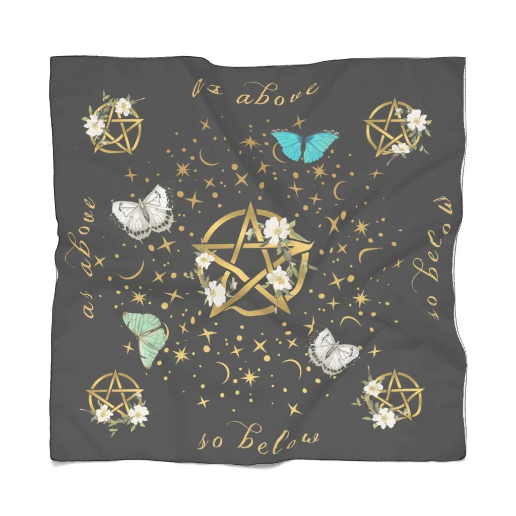 Pentagram Celestial Chiffon Scarf, Witchy Clothing, Witchy Scarf, Pentagram, Witch, Wicca, Occult