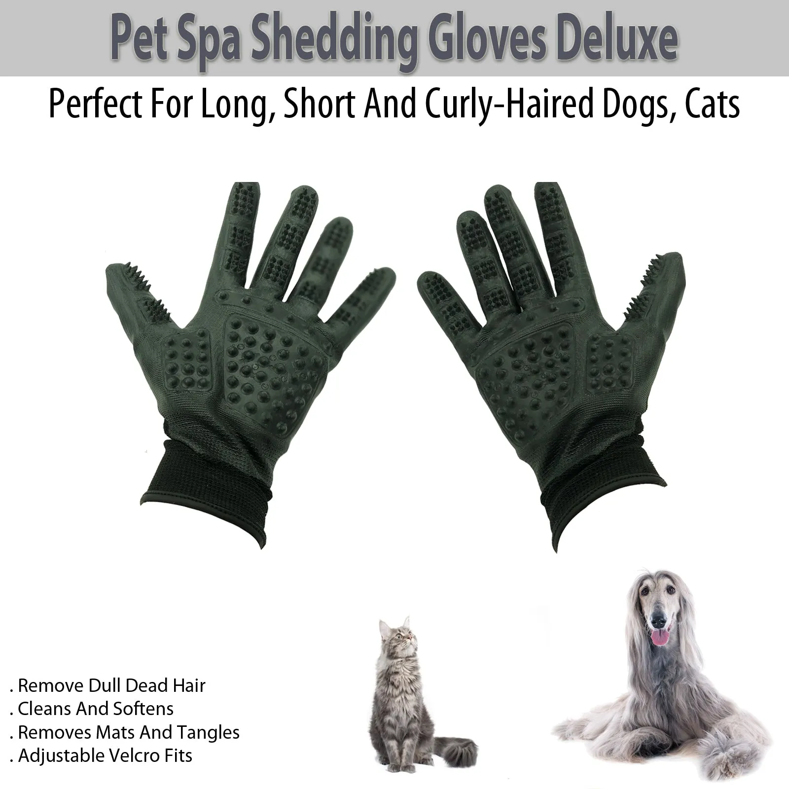 Pet Spa Deluxe Shedding Gloves - Effortless Pet Care & Hair Removal