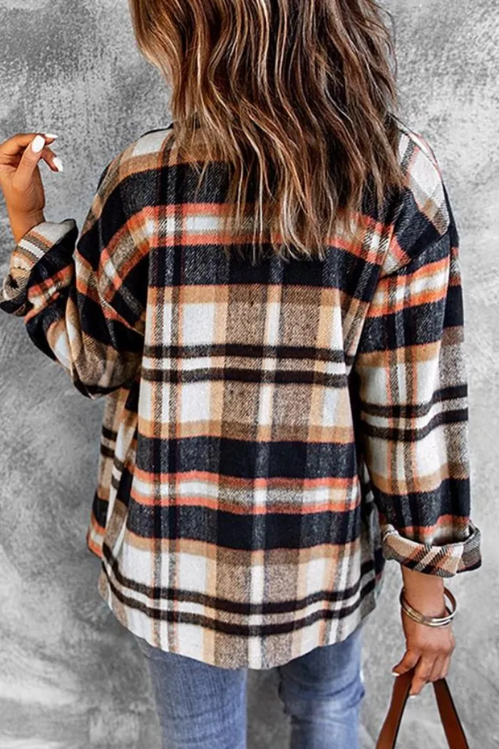 Plaid Print Pocketed Shacket