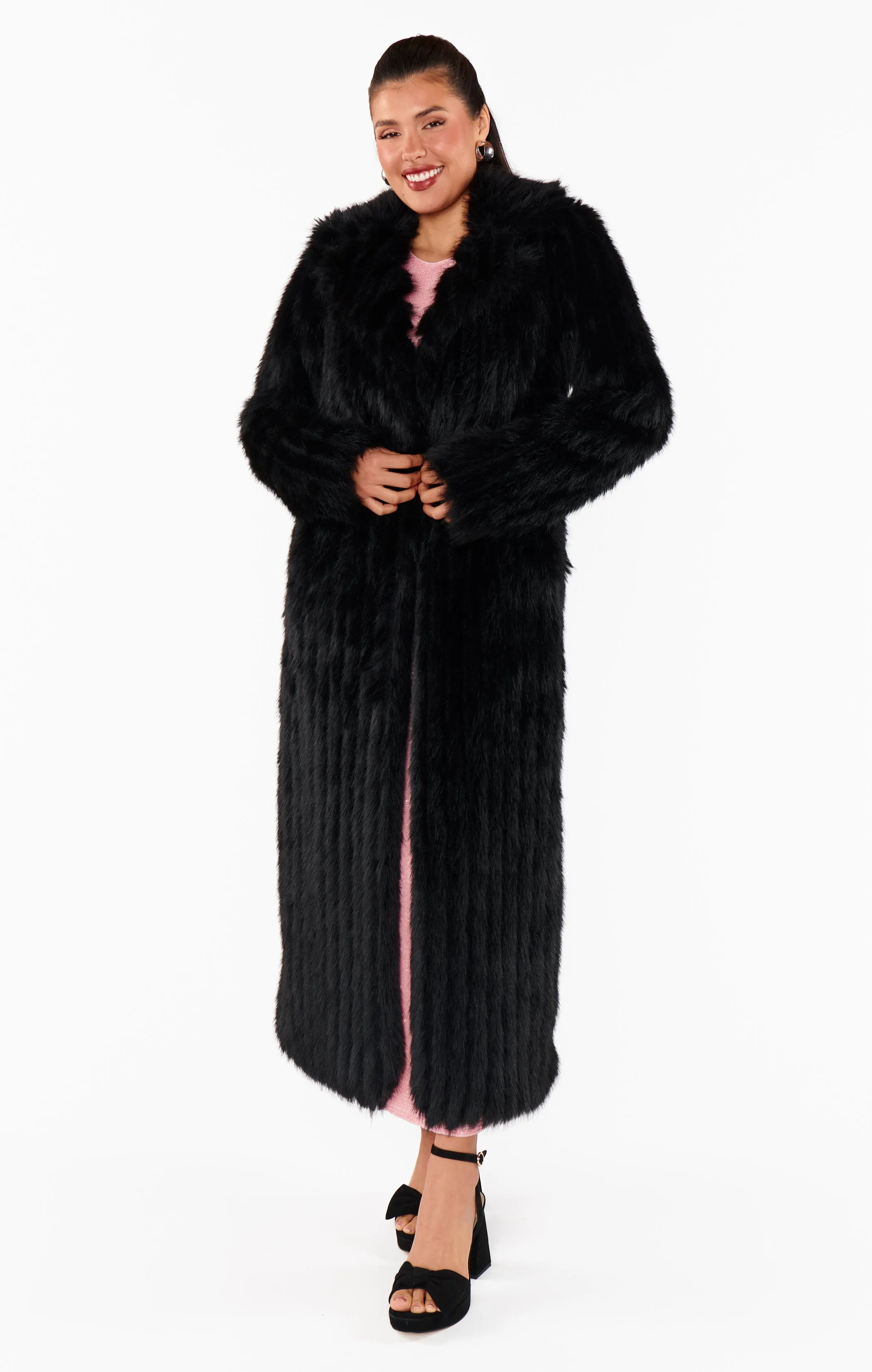 Plaza Coat ~ Black Faux Fur