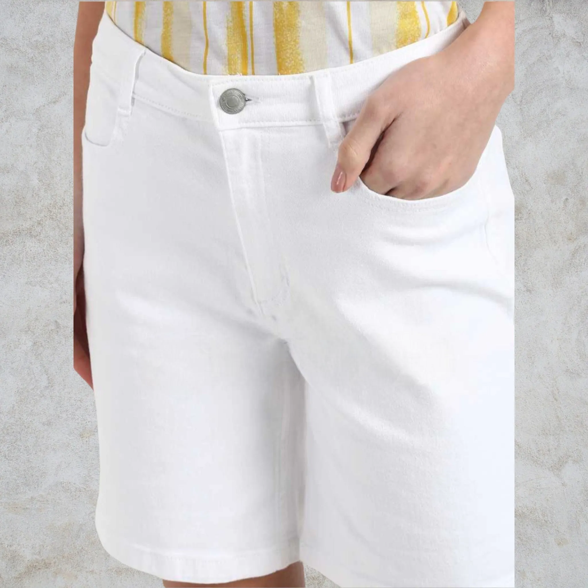 Pomodoro White Stretch Cotton Shorts  UK 16  US 12 EU 44 BNWT RRP £59.95