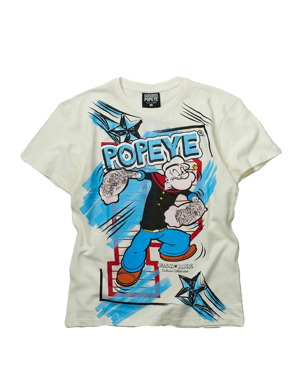 Popeye's Blue & White T Shirt