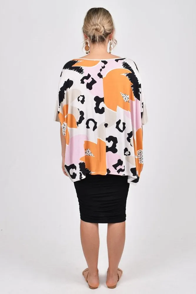 PQ Collection Nice Top in Blossom Leopard