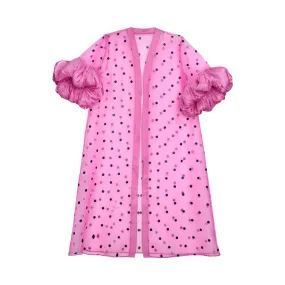 Pre Order:  Dotted Mesh Puff Sleeves Coat