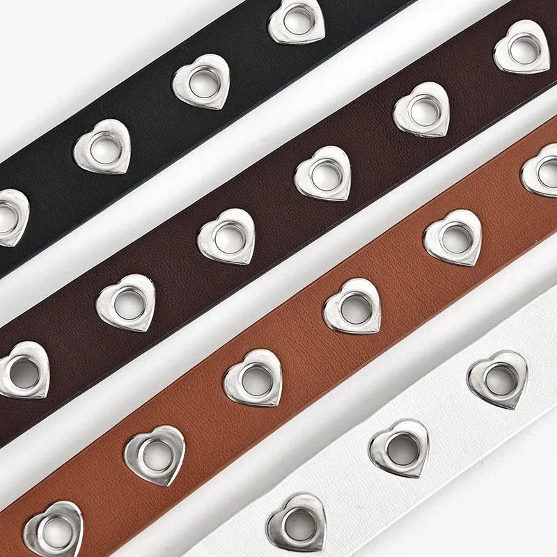 Punk Style Adjustable Love Heart Buckle Belt