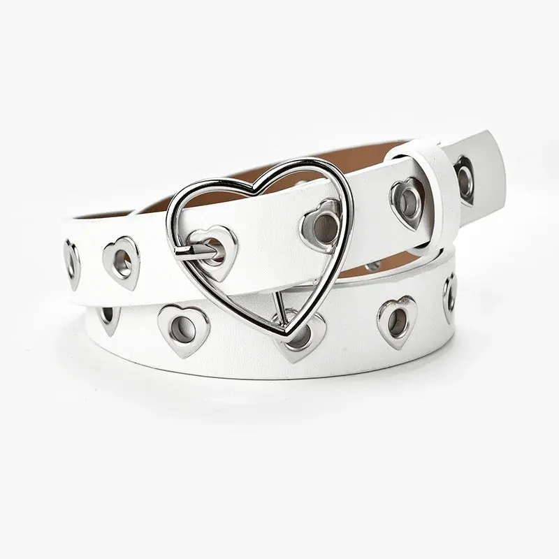 Punk Style Adjustable Love Heart Buckle Belt