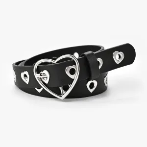 Punk Style Adjustable Love Heart Buckle Belt