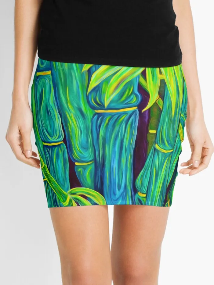 "Blue Bamboo" Pencil Skirt