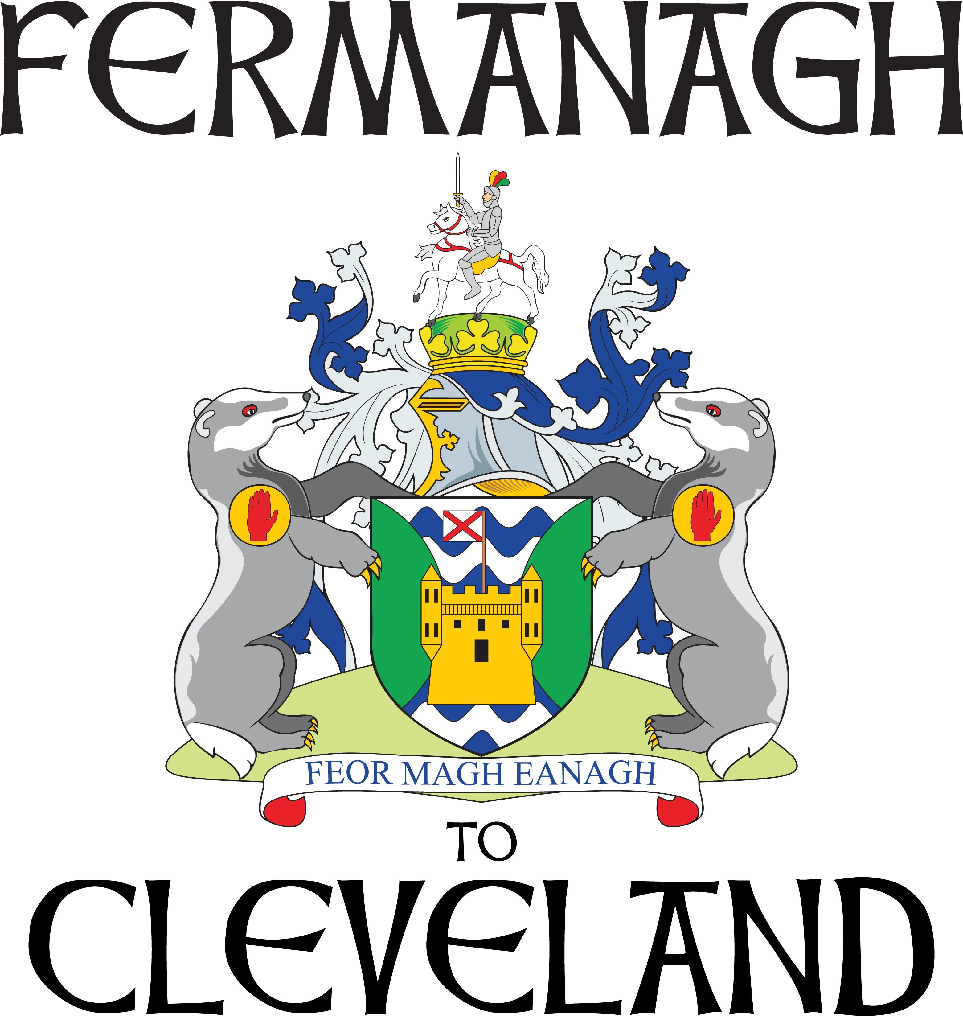 "Fermanagh to Cle" Irish Counties Design on Gray