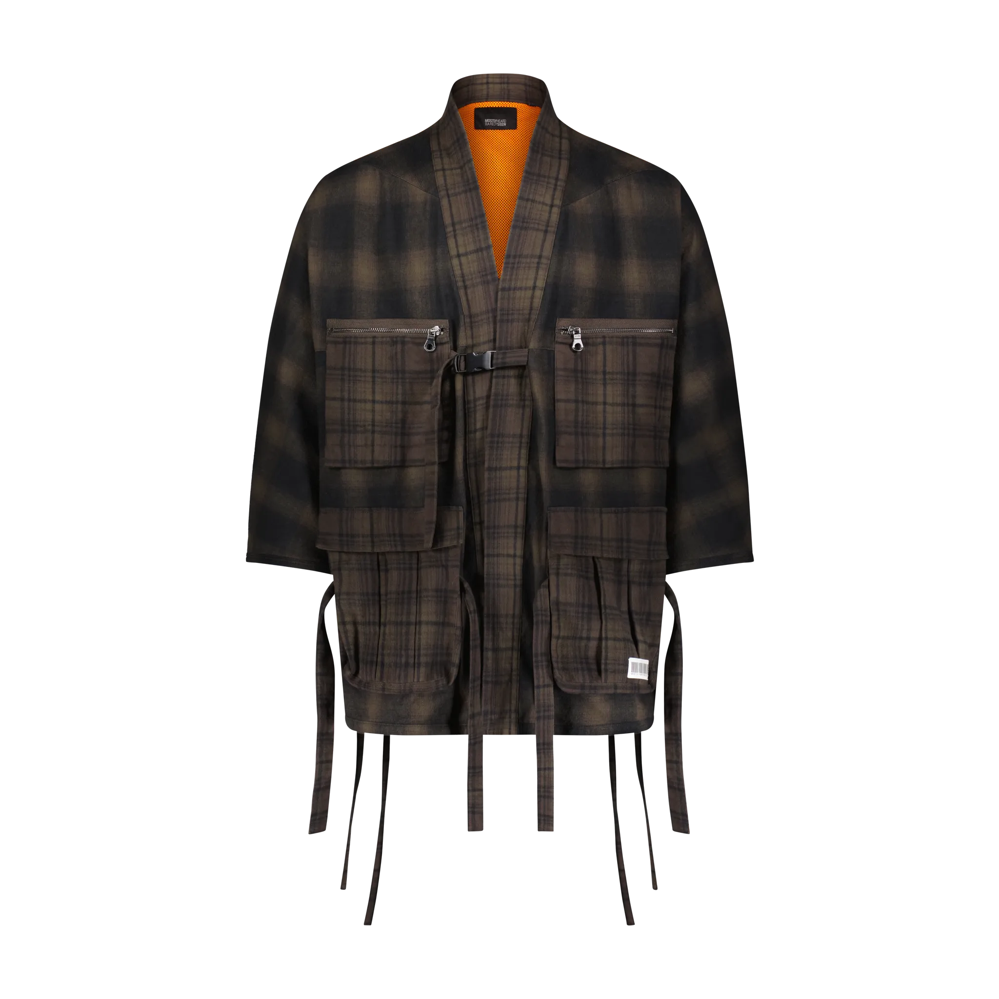 "MIXED PLAID KIMONO" SHACKET