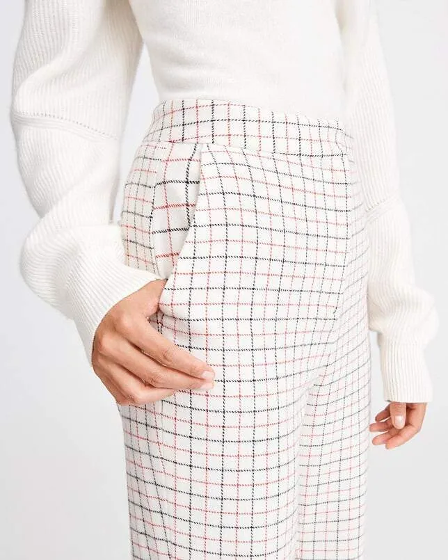 Rag & Bone Collection - Poppy High Waisted Pant in Ivory Check