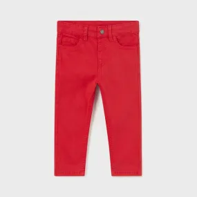 RED BASIC TWILL TROUSERS FOR BABY BOYS