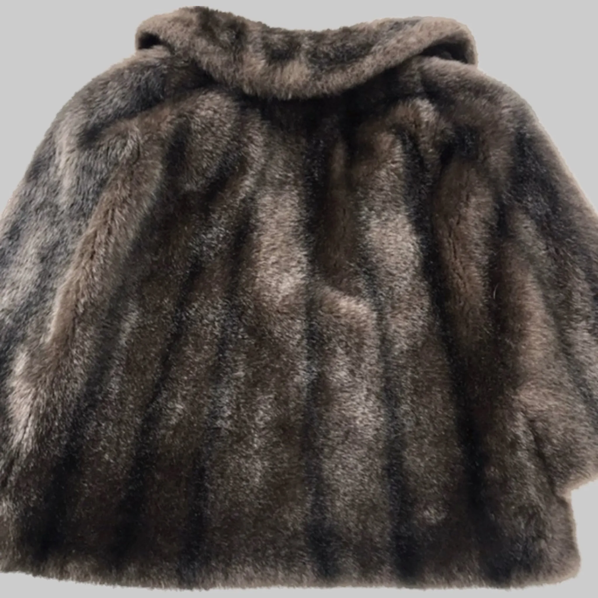 REGINA GLENARA GLENOIT Vintage Brown Black Faux Mink Fur Cape Coat