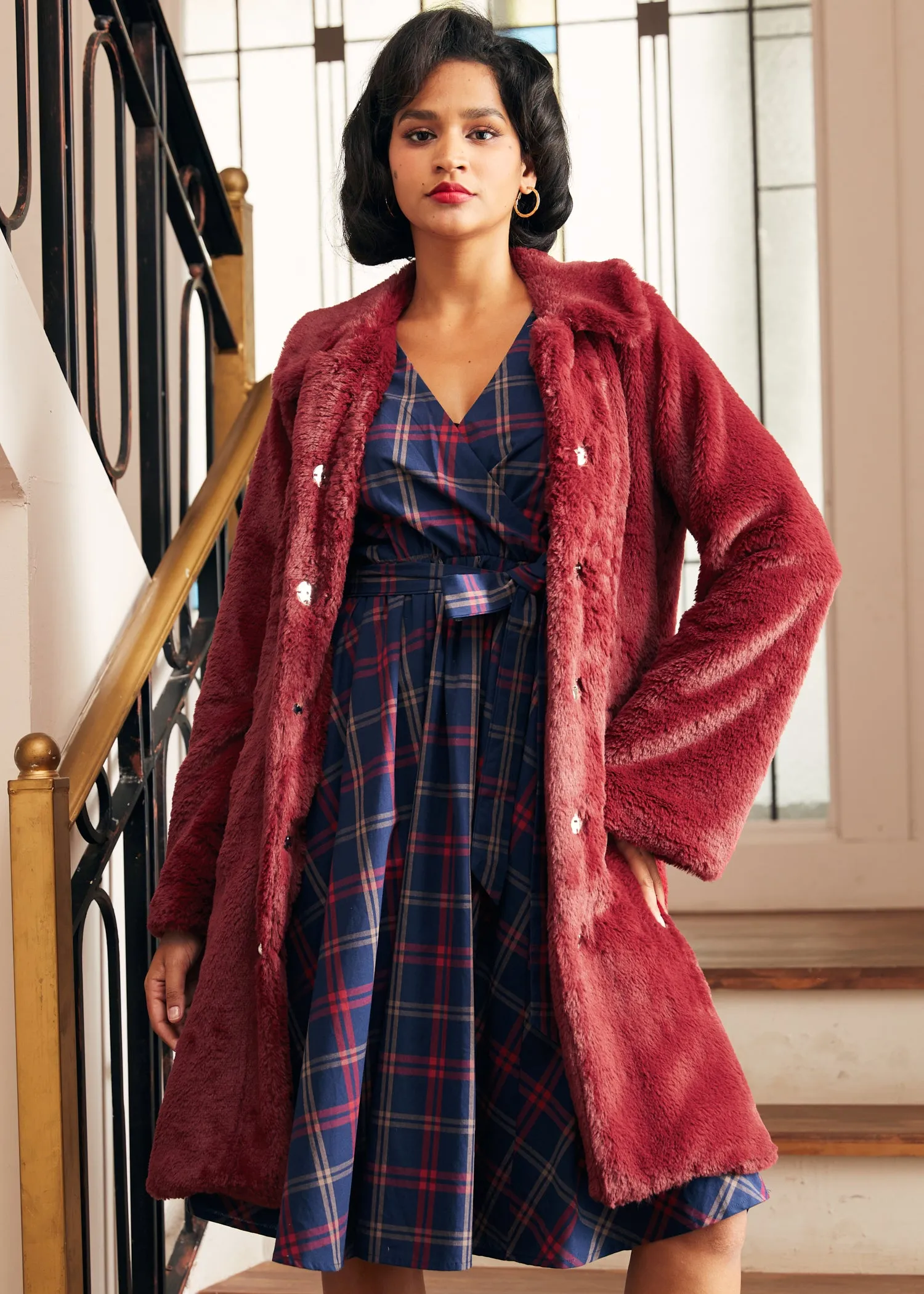 Retro Glam Swing Fur Coat