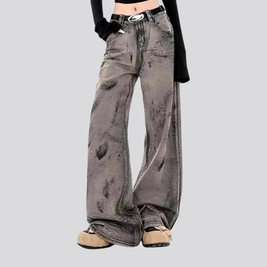 Retro painted high-rise women's jeans