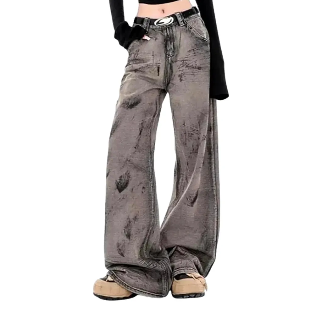 Retro painted high-rise women's jeans