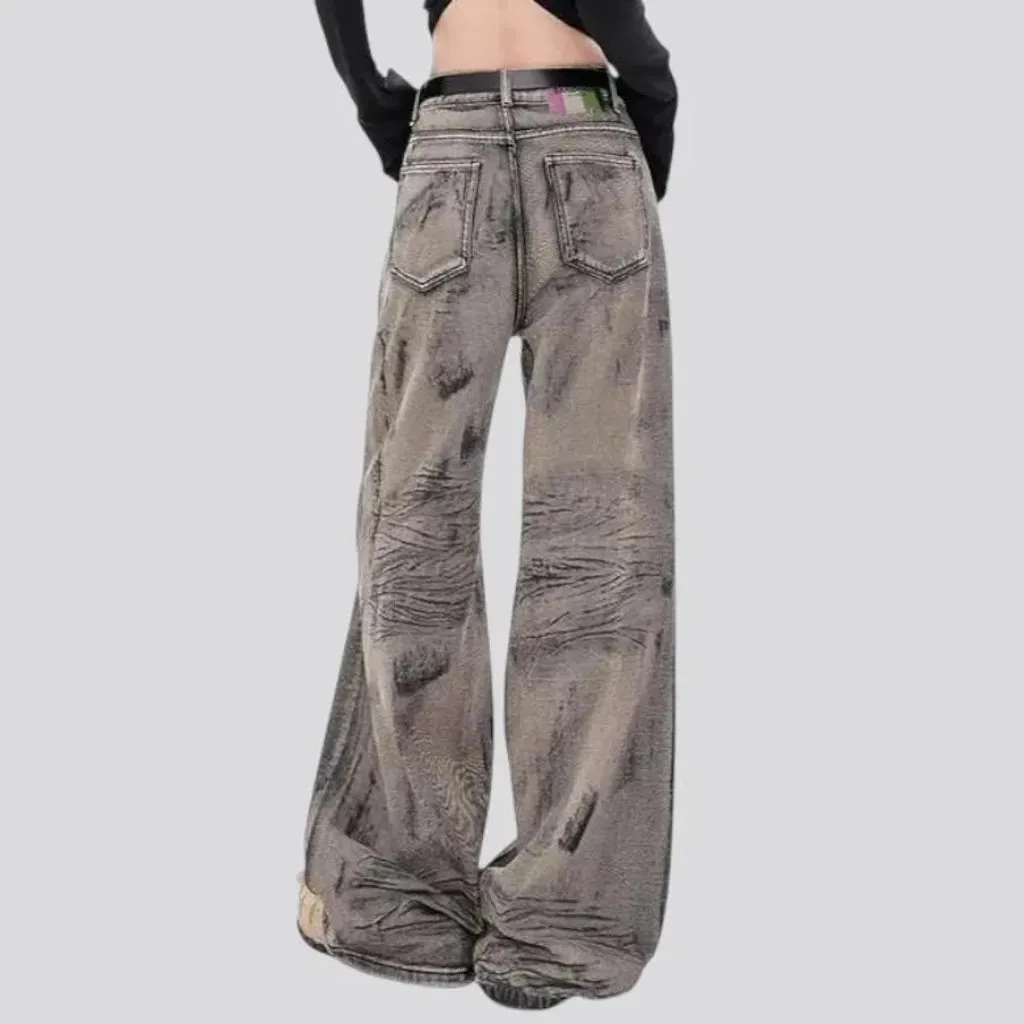 Retro painted high-rise women's jeans