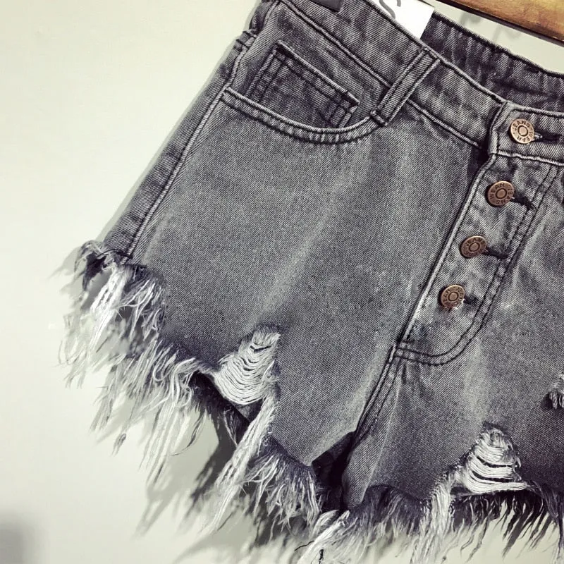 Ripped Raw Distressed Denim Shorts