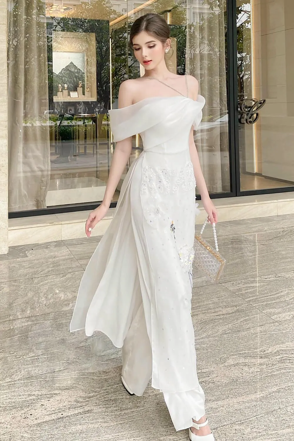 Rita Off-Shoulder Ao Dai