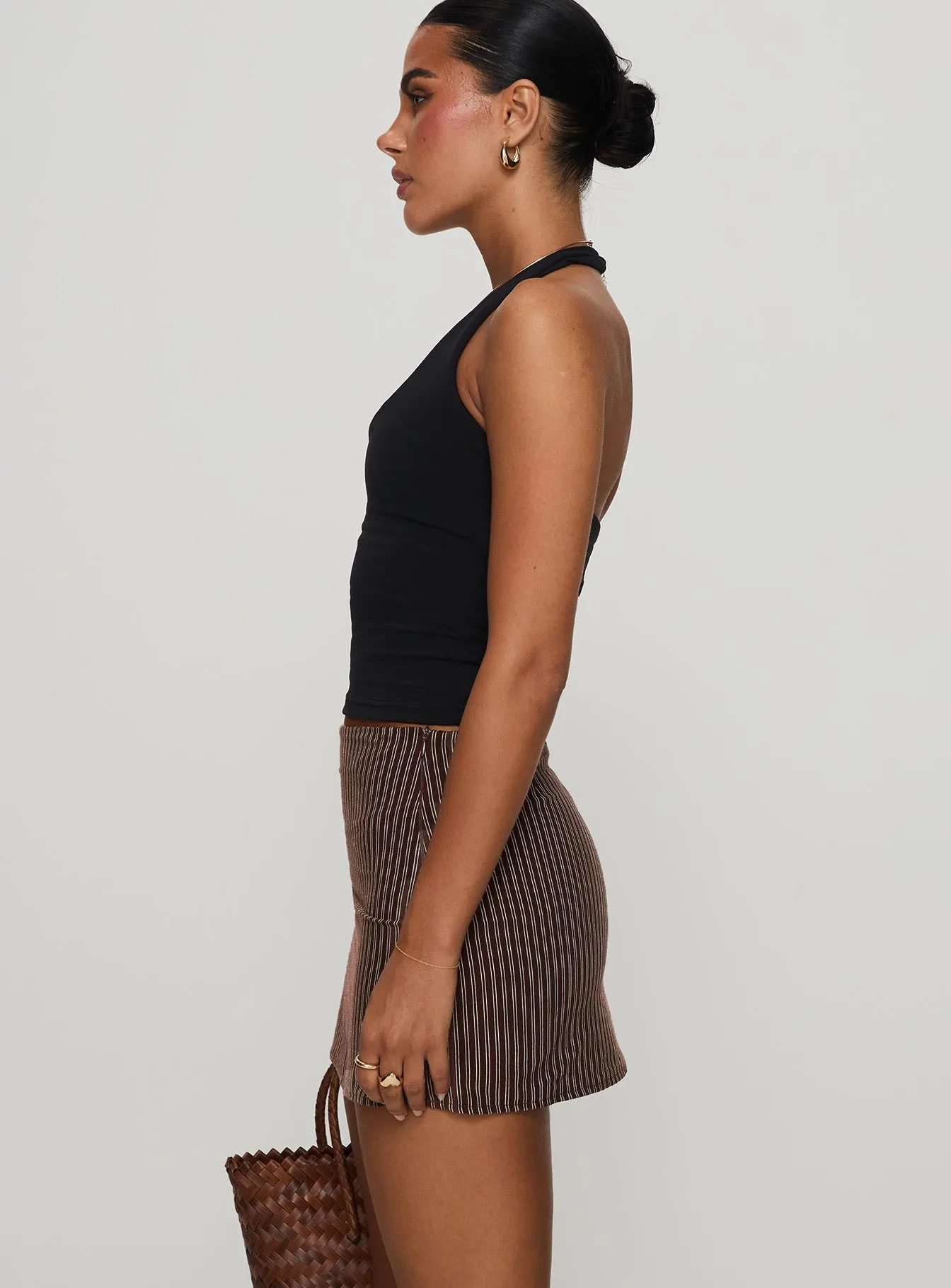 Rozetti Mini Skirt Brown Stripe