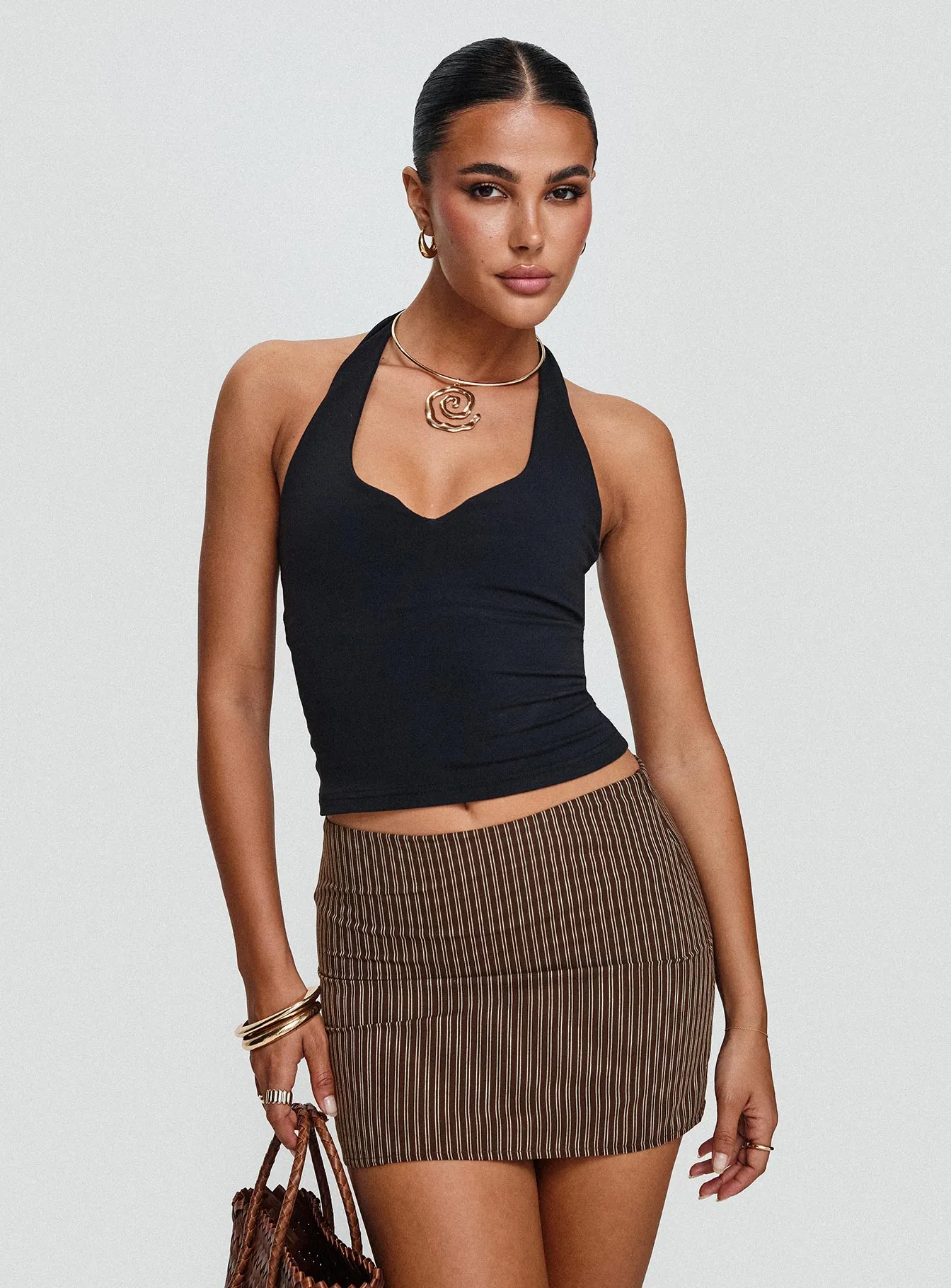 Rozetti Mini Skirt Brown Stripe