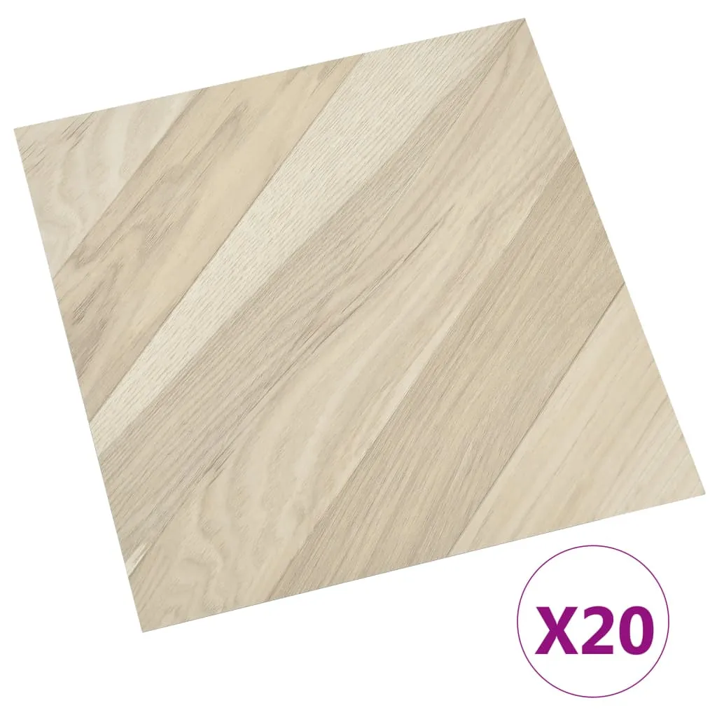 Self-adhesive Flooring Planks 20 pcs PVC 1.86 m² Beige Striped