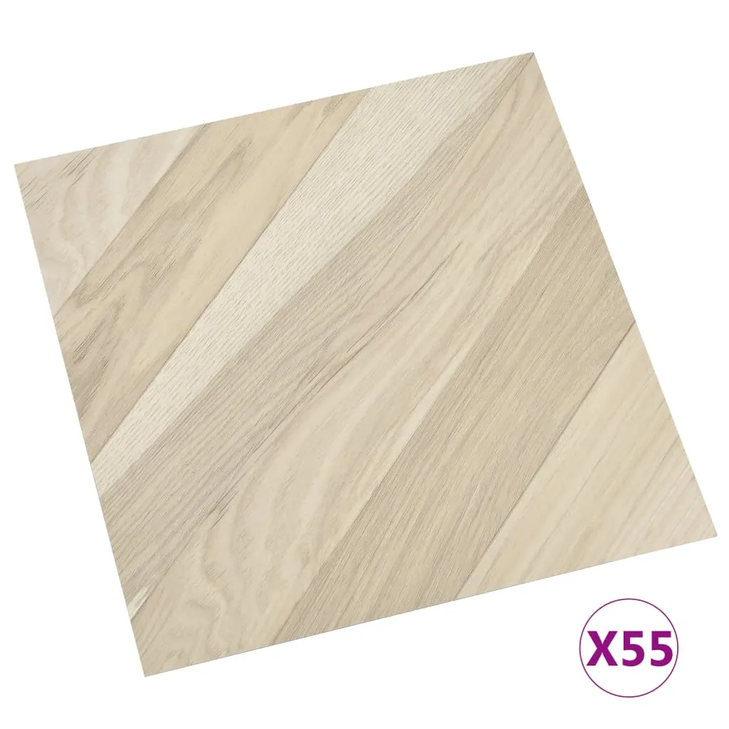 Self-adhesive Flooring Planks 55 pcs PVC 5.11 m² Beige Striped