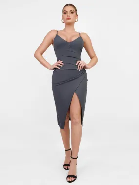 Shapewear Sculpting Wrap Midi Slip Dress