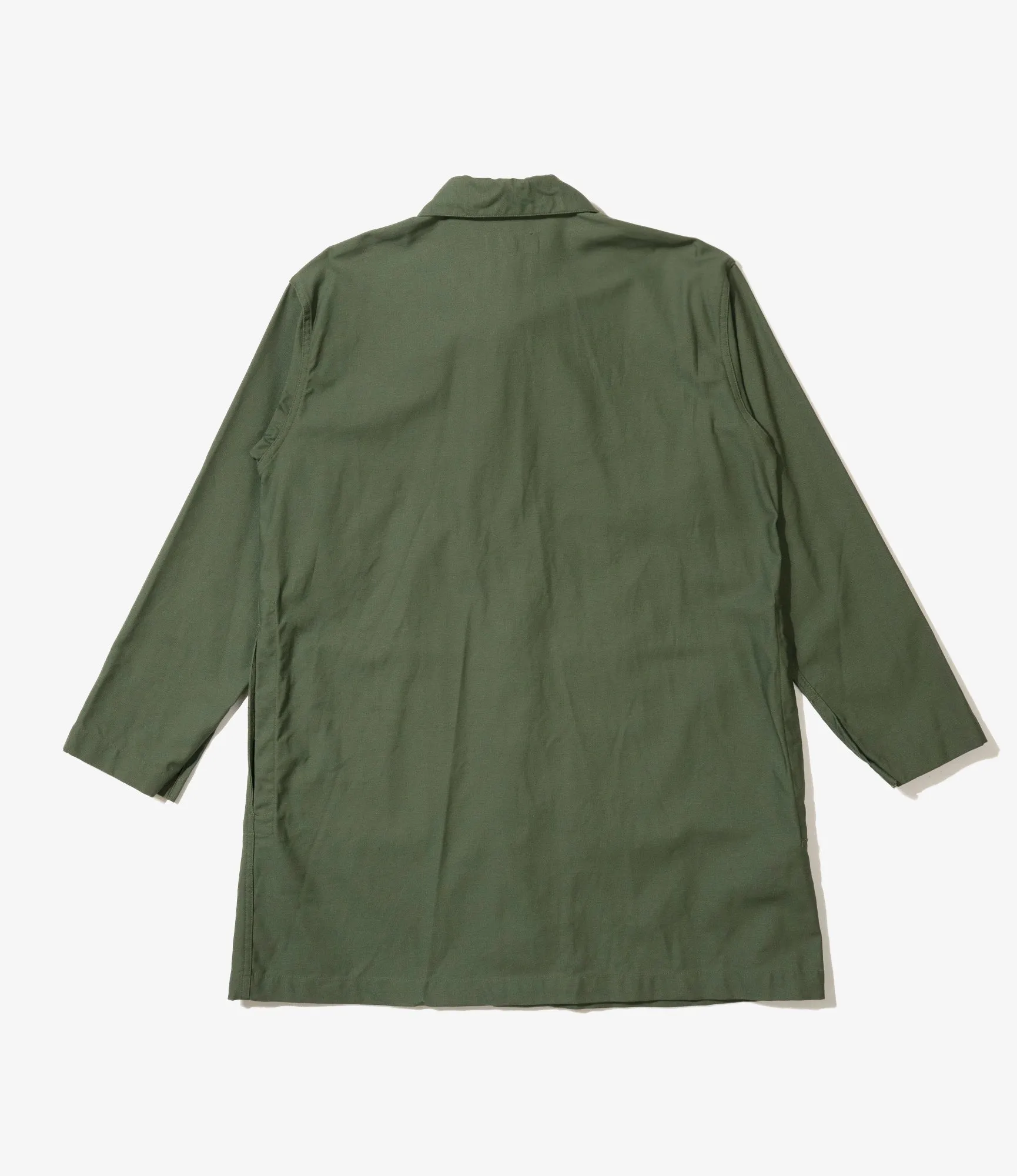 Shop Coat - Olive Cotton Reverse Sateen