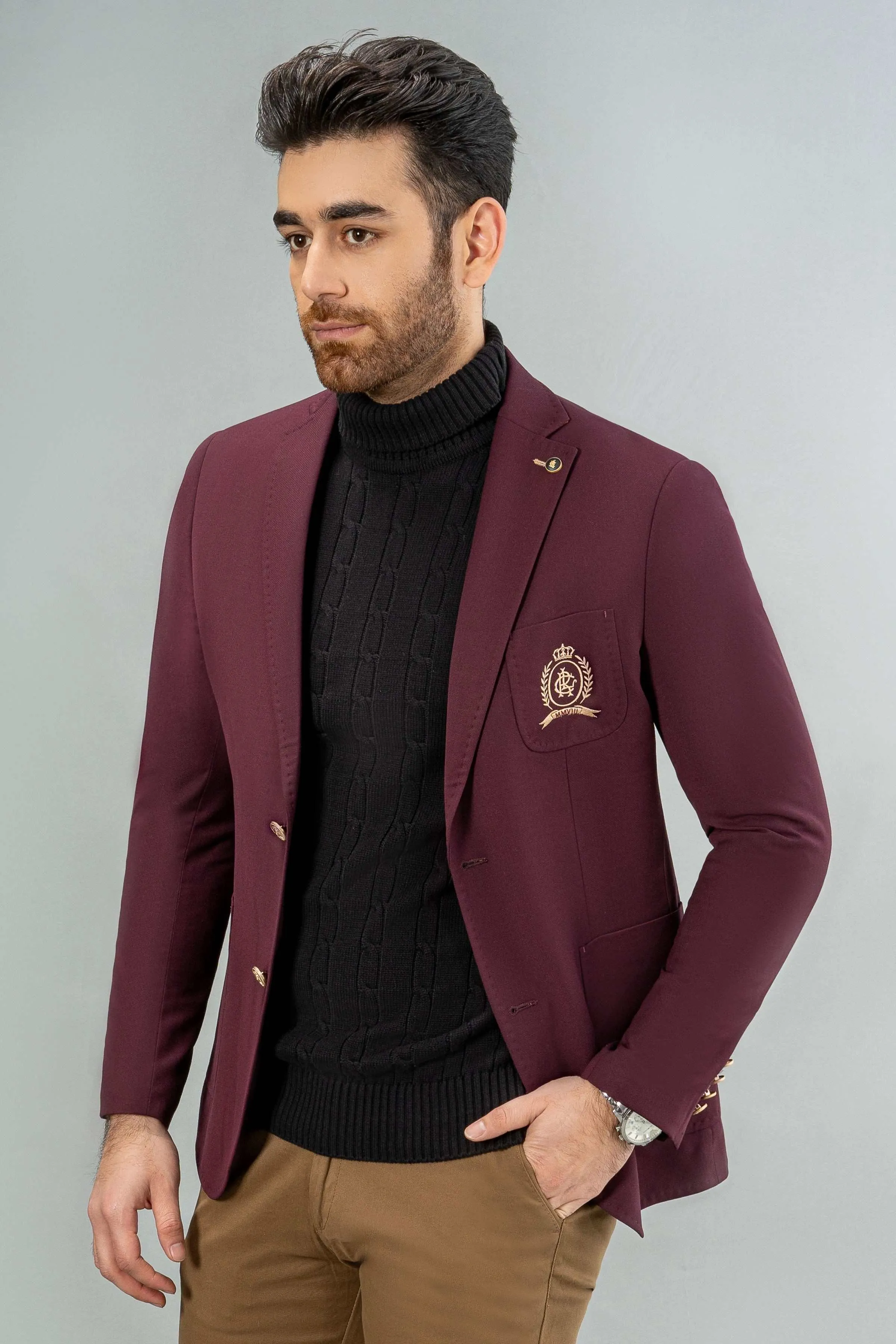 SIGNATURE CASUAL COAT MAROON