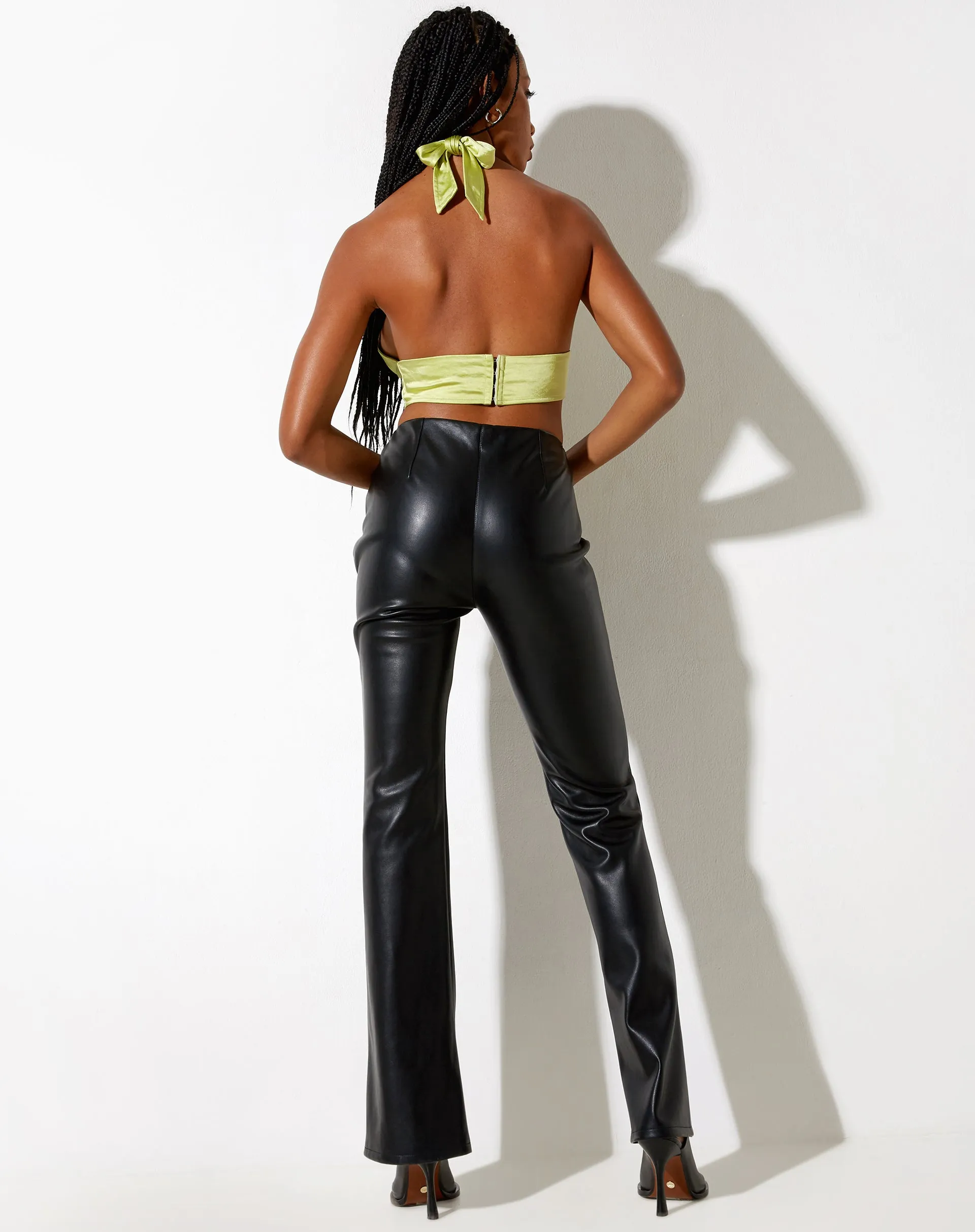 Silta Crop Top in Satin Lime Green