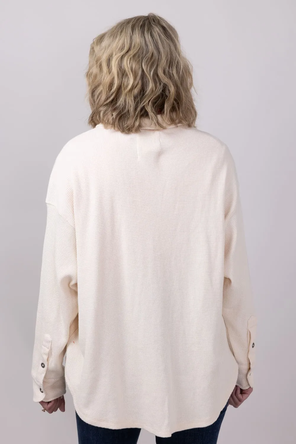 Simply Southern Waffle Knit Shacket for Women in Parchment Cream | PP-0224-SHKT-WAFFLE-PARCH